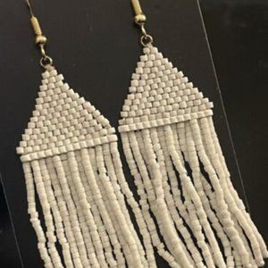 J Crew Beaded Drop Statement Earring - Tassel